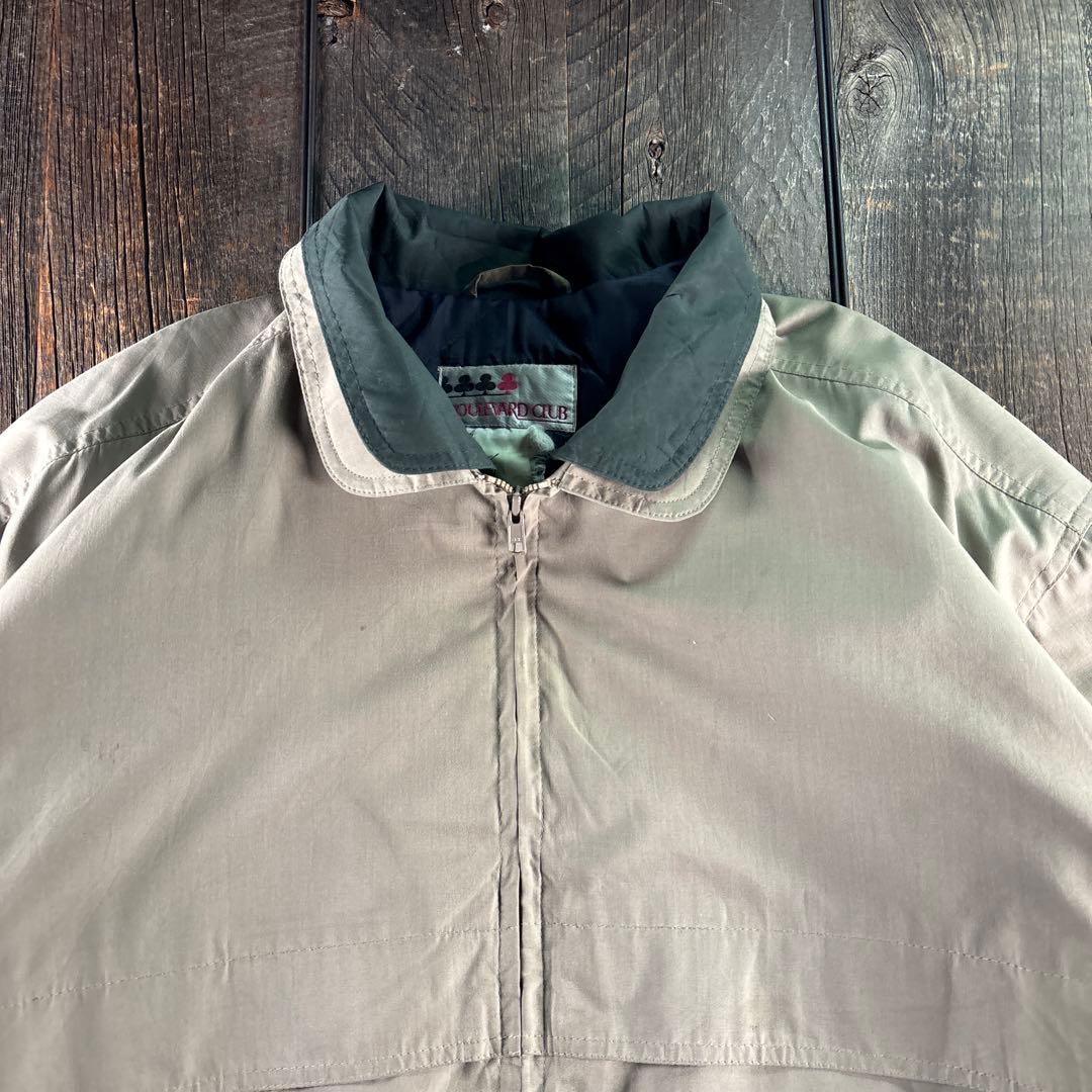 古着　中綿入り　ドリズラージャケット　短丈ブルゾン　切り替え襟ライトベージュL.