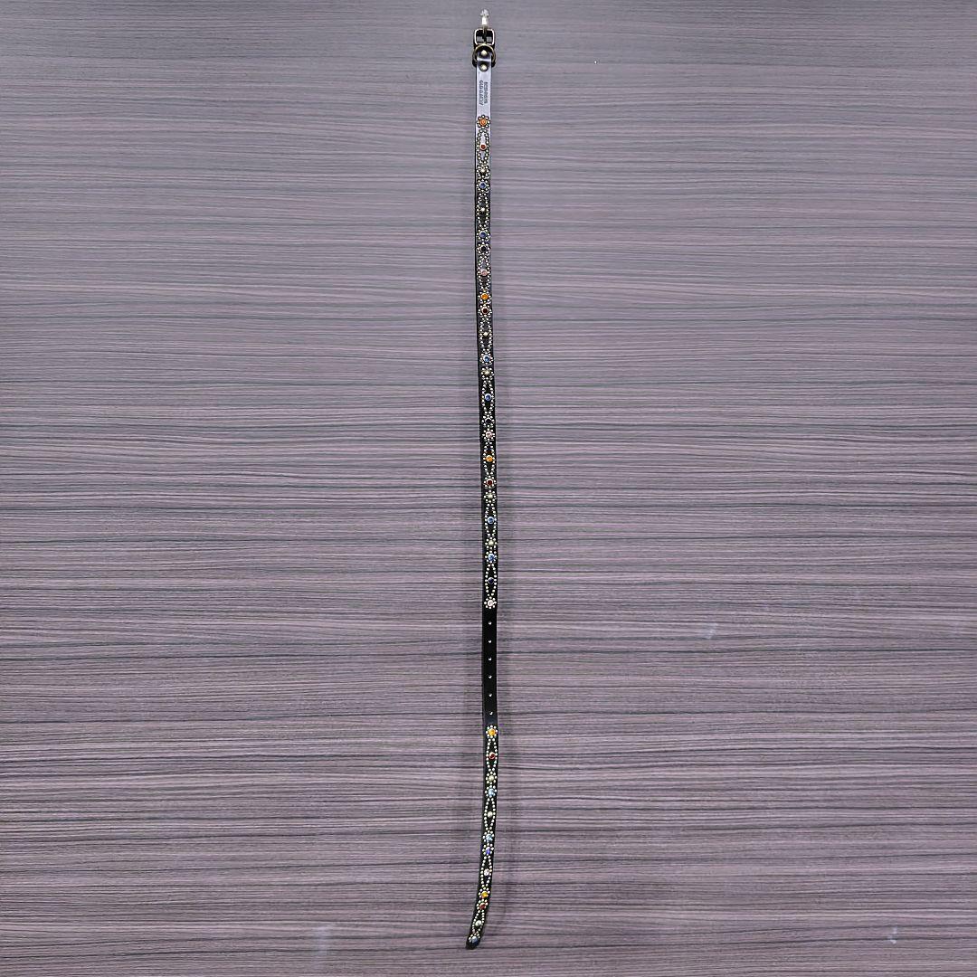 クロス虹■本革レザーフルスタッズナローベルト☆ビンテージアンティークゴールド