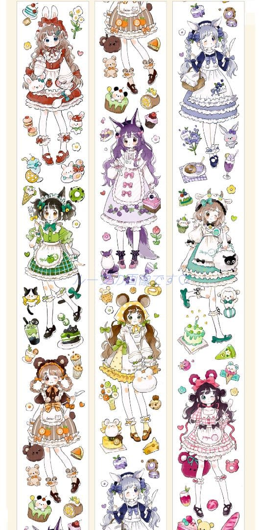 J954＃果汁气泡(贝壳光)当季限定切り売り海外人物マステ女の子