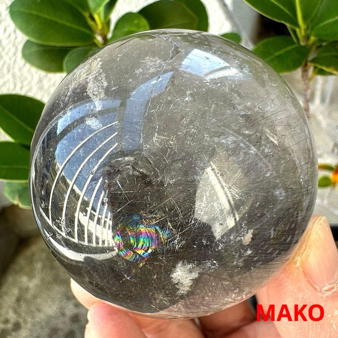 M1806☆ルチルクォーツ丸玉62mm328g☆天然石　原石☆N50807-B