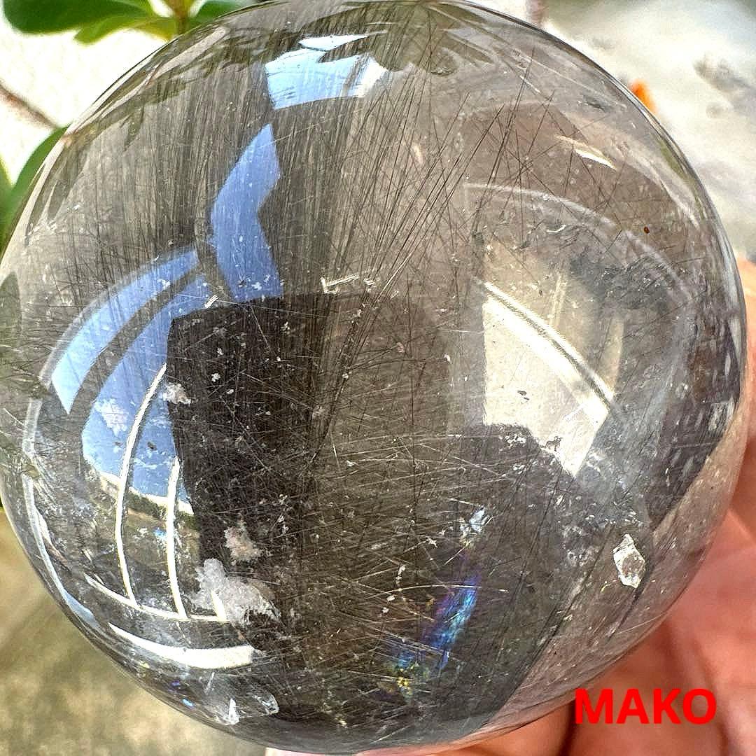 M1806☆ルチルクォーツ丸玉62mm328g☆天然石　原石☆N50807-B