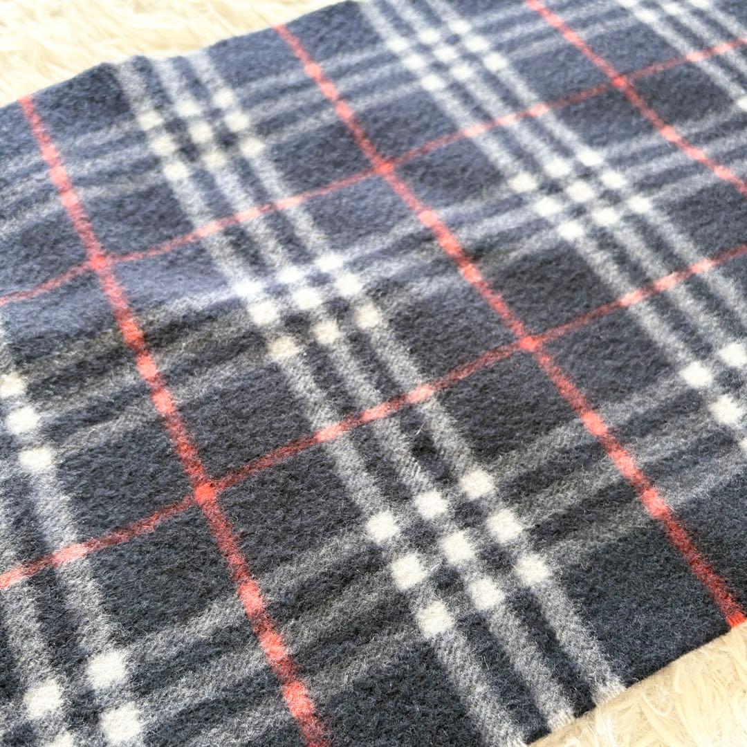 【美品】BURBERRY カシミヤマフラー ダークノバチェック ネイビー英国製