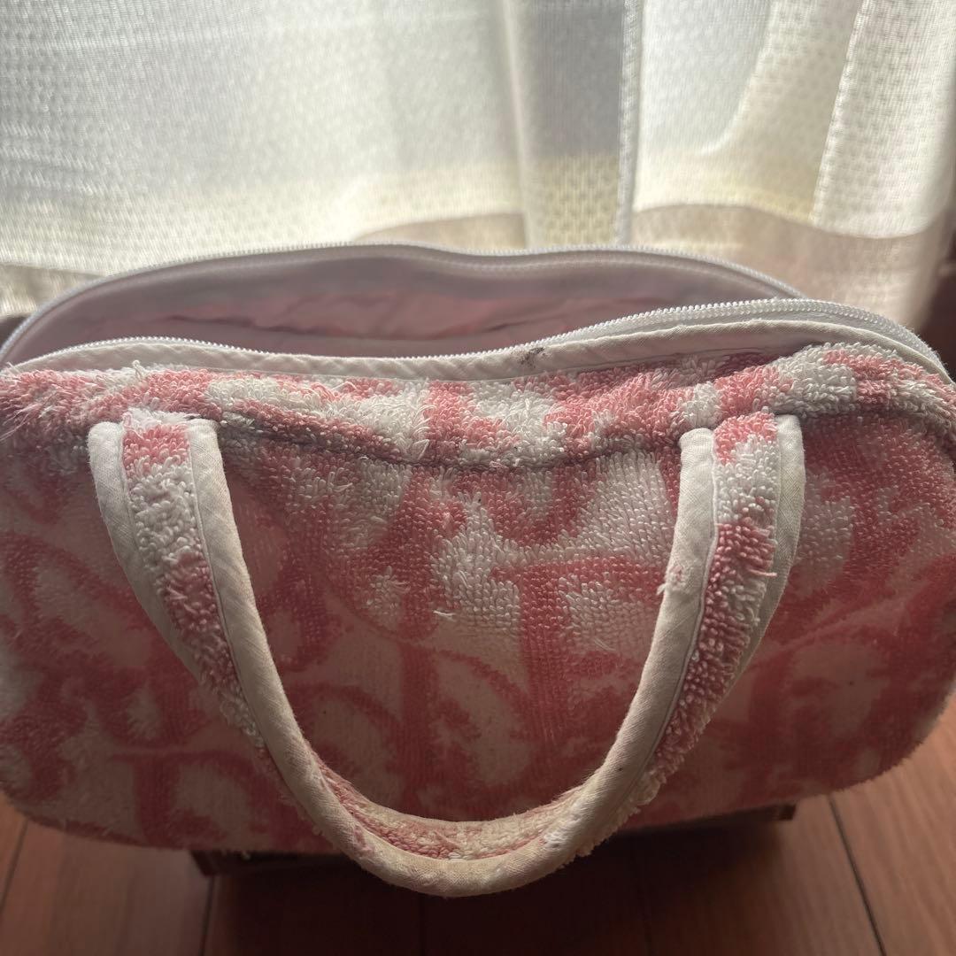 Dior ピンクタオル地ポーチ／正規品