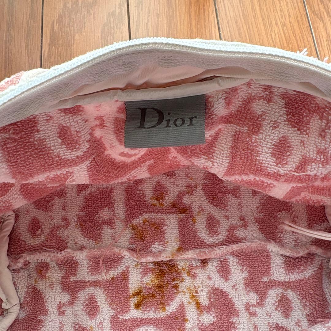 Dior ピンクタオル地ポーチ／正規品