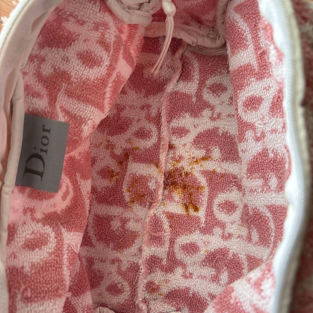 Dior ピンクタオル地ポーチ／正規品