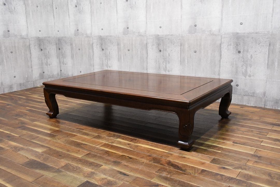 BKK94 伝統工芸 大阪唐木指物 尾崎作 花梨 無垢材 座卓 5尺 唐木家具