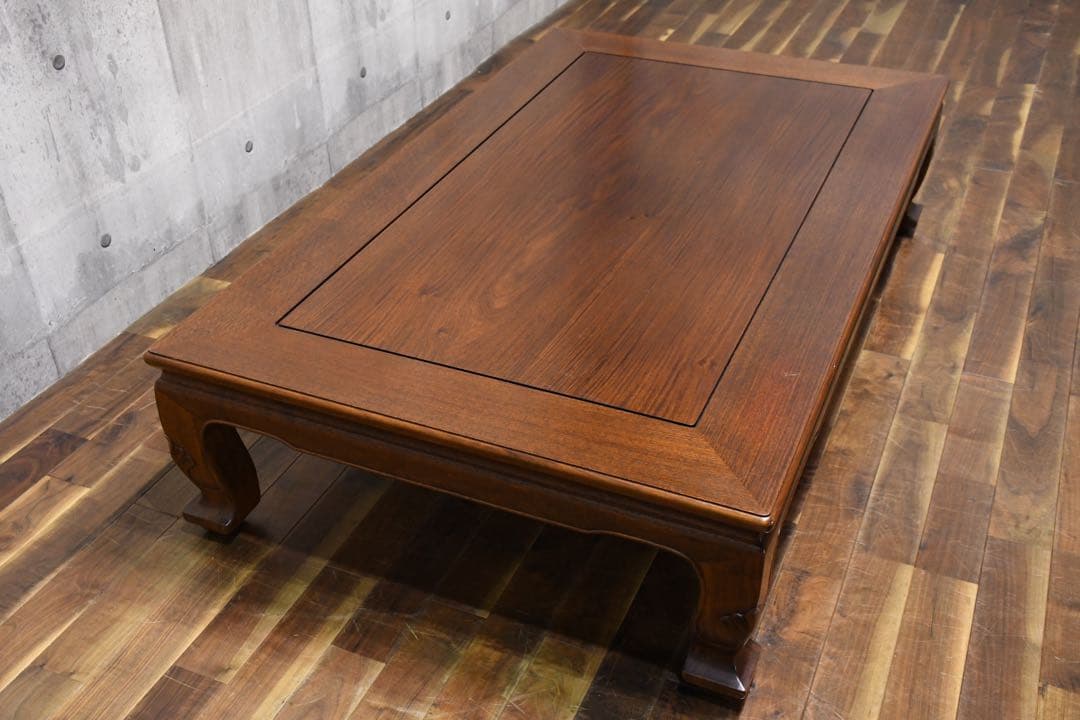 BKK94 伝統工芸 大阪唐木指物 尾崎作 花梨 無垢材 座卓 5尺 唐木家具