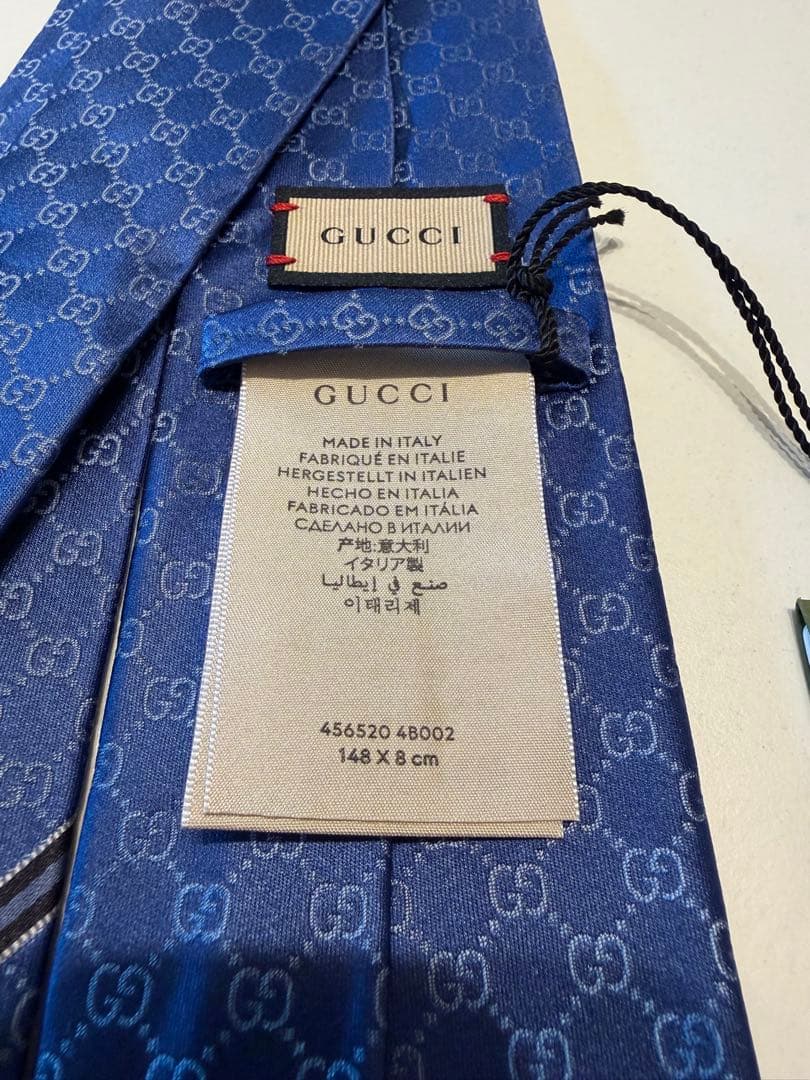 【✨新品・未使用・タグ付き✨】GUCCI シルクネクタイ GGロゴ ネイビー