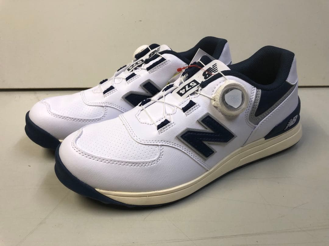 【未使用】New Balance 574 ゴルフシューズ 色：ホワイト/ネイビー