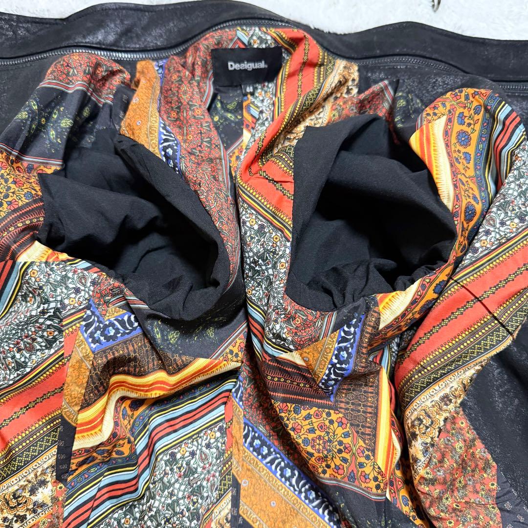 Desigual ダブルライダース ジャケット 異素材 スタッズ ロゴ 2way