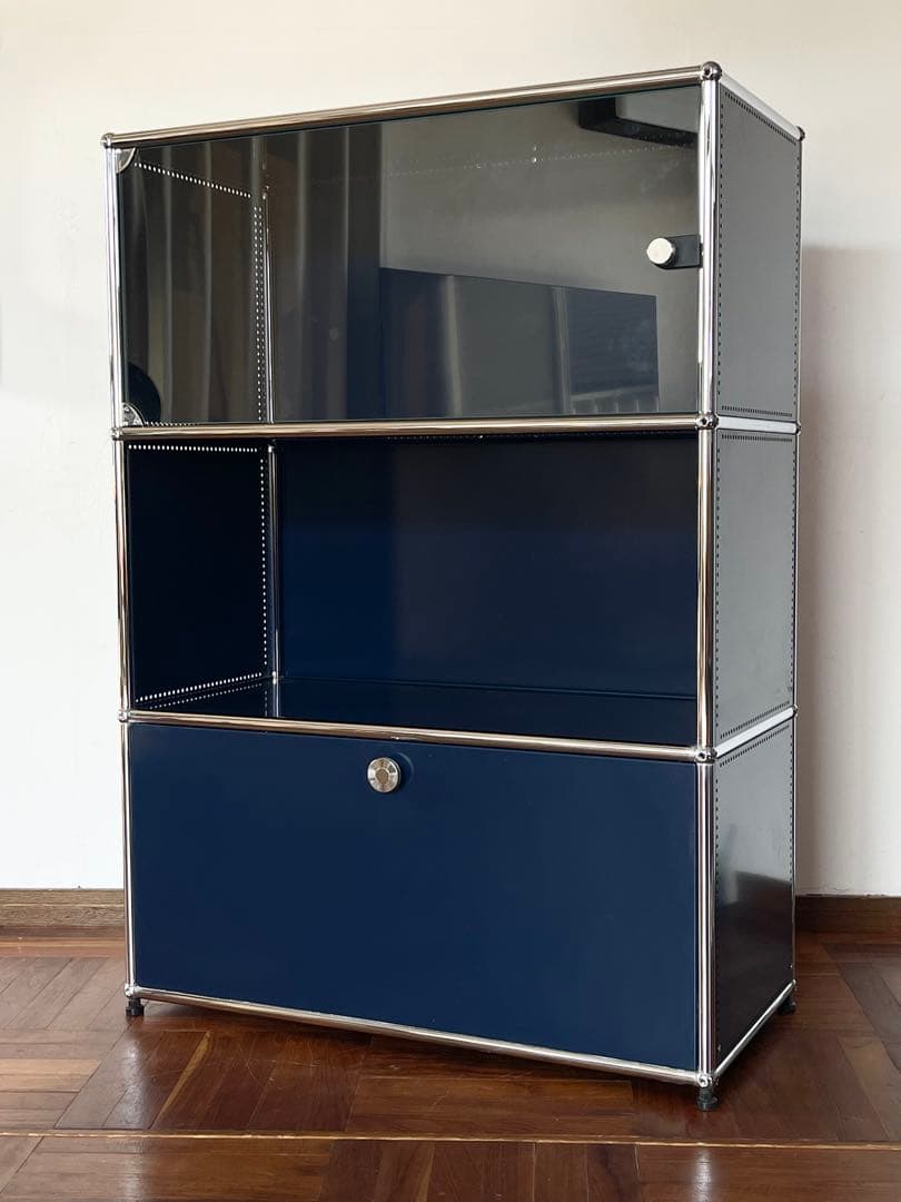 USM ハラー システム 1列 3段 ガラスドア スライドドア キャビネット