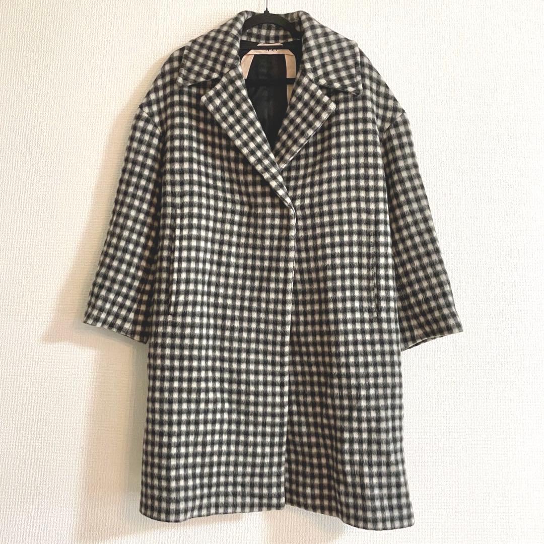 【定価¥165,000(税込)】N°21コート ロング ウール チェック 36S