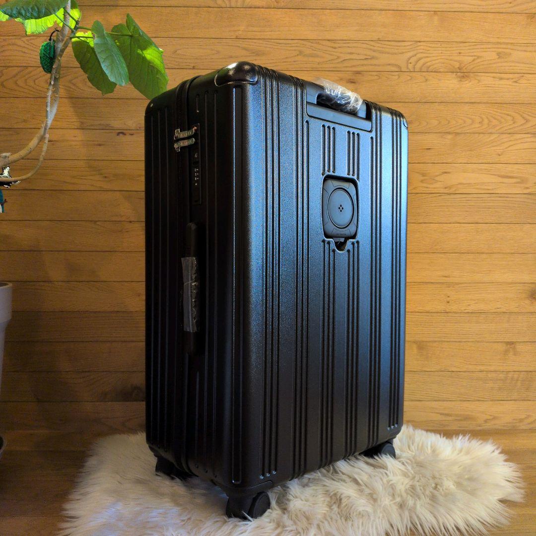 キャリーケース L ブラック黒 88L 耐衝撃 TSA カップホルダー USB
