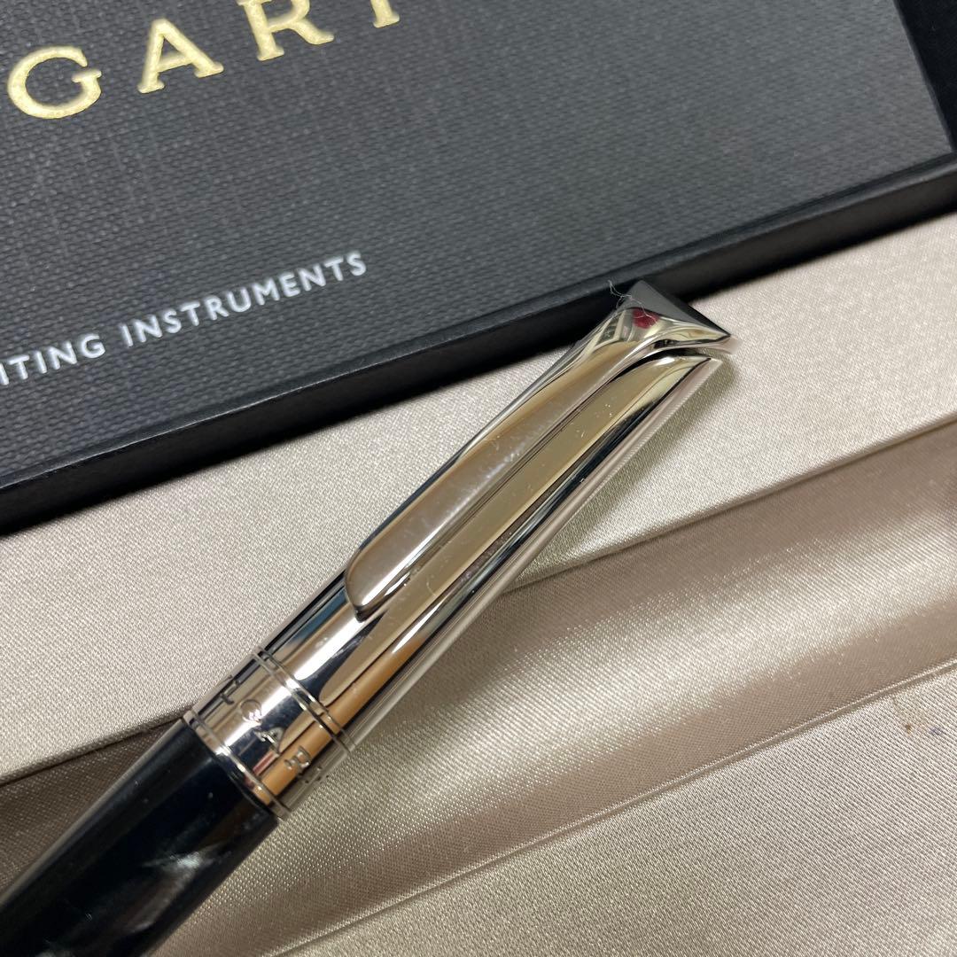 BVLGARI ブルガリ ボールペン 黒シルバー 専用革製ペンケース付き
