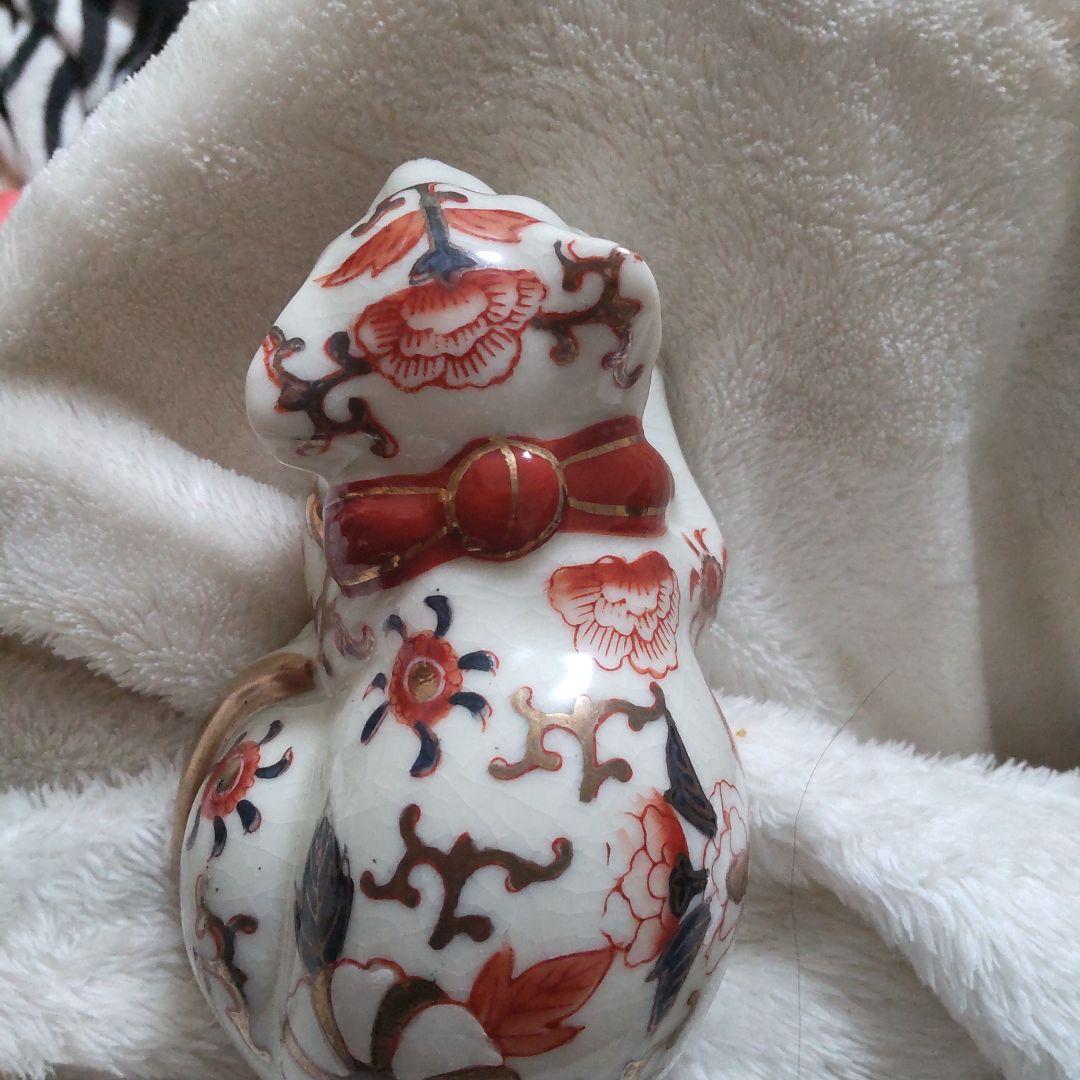 最終値下げ　伊万里焼の眠り猫　陶器　置物　美品　レトロ