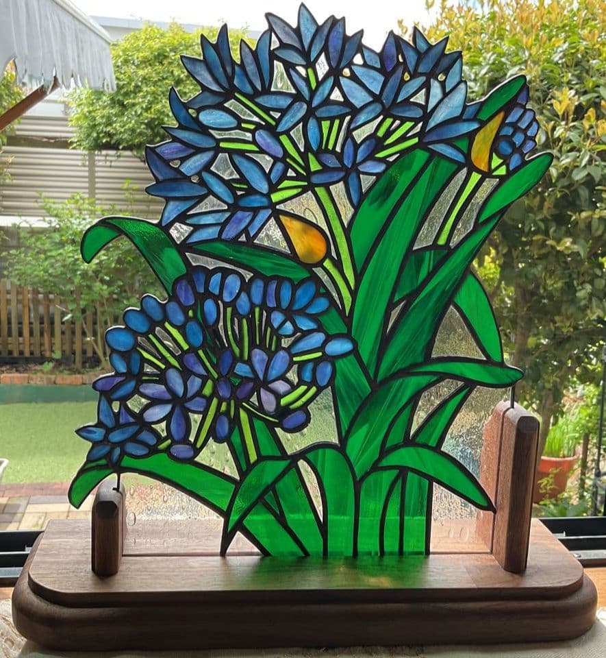 ステンドグラスパネル　アガパンサス