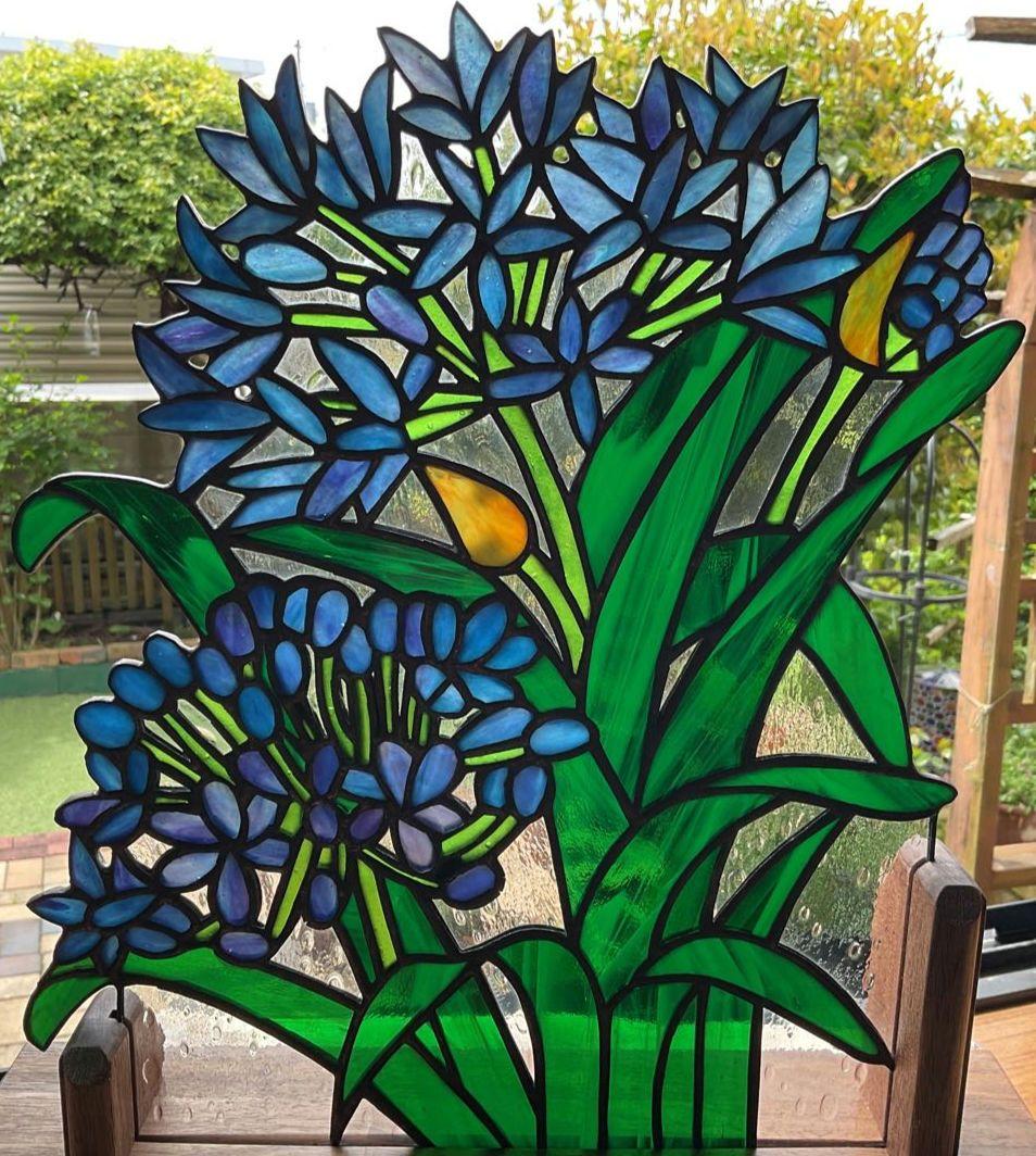 ステンドグラスパネル　アガパンサス