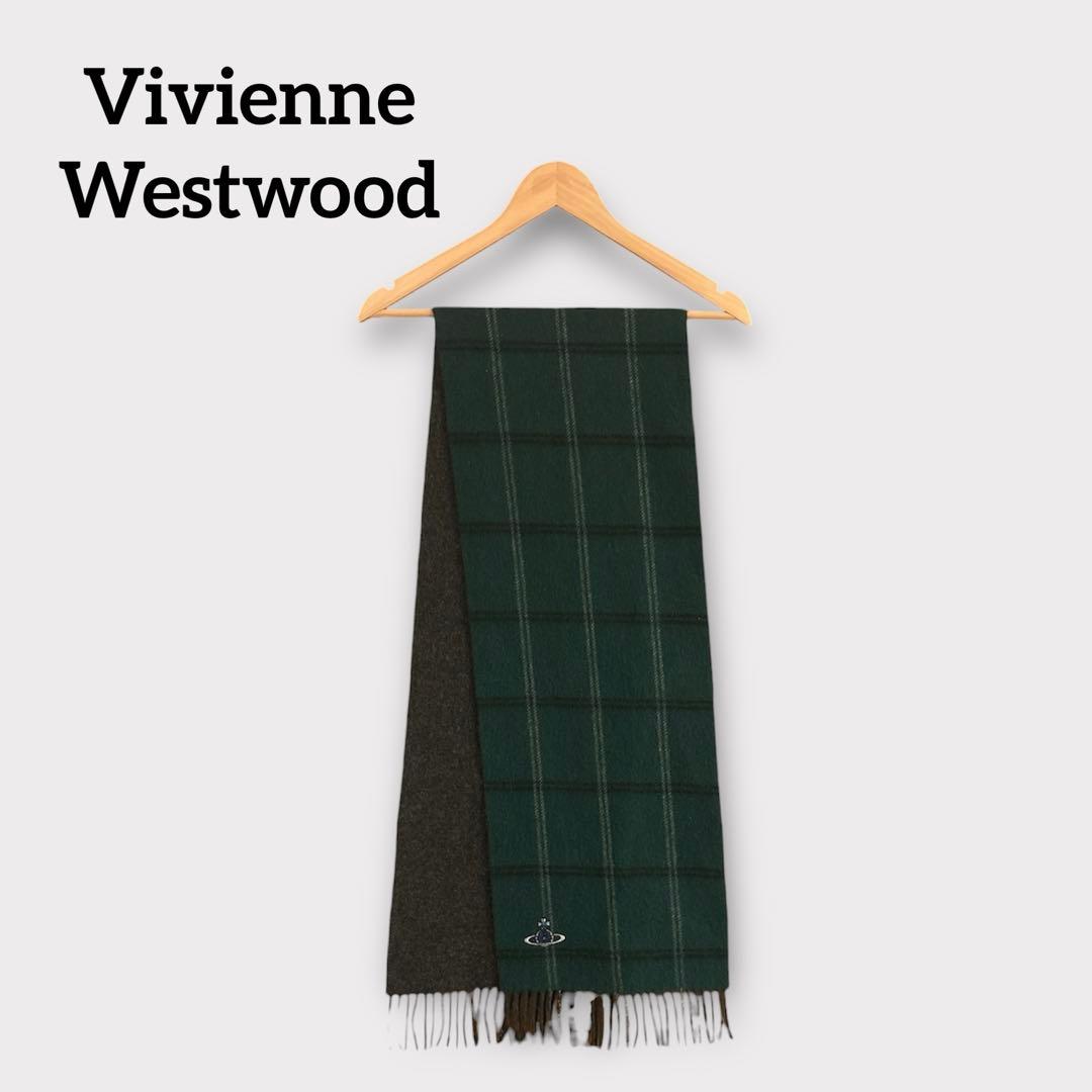 ヴィヴィアンウエストウッド マフラー オーブロゴ刺繍 カシミヤ100%