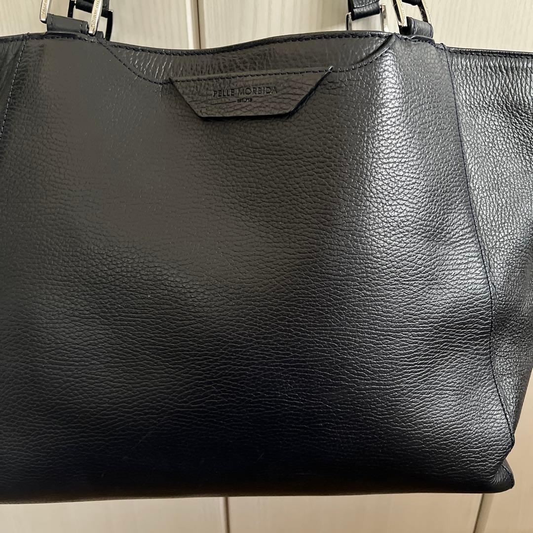 PELLE MORBIDA ペッレモルビダ レザートートバッグ ネイビー