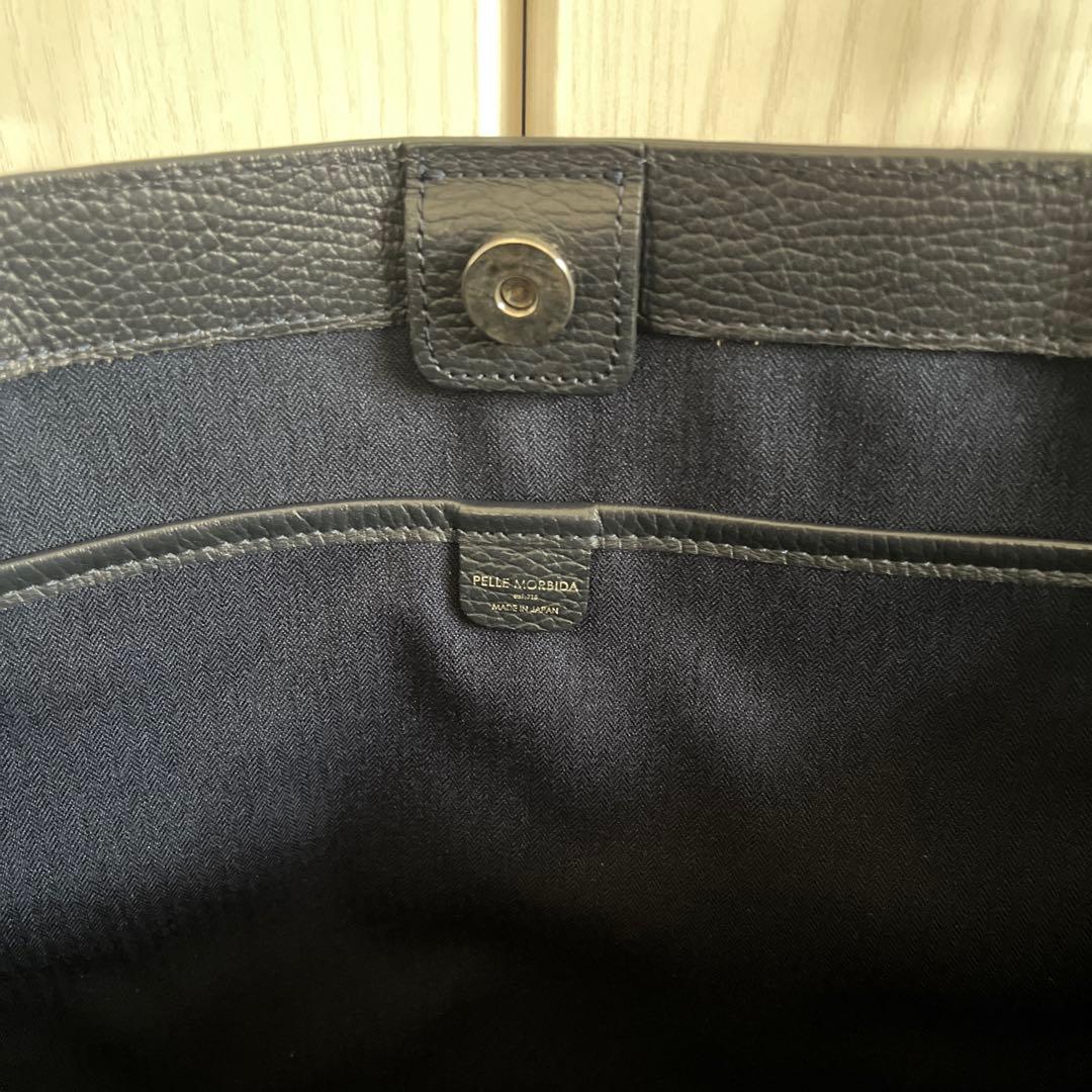 PELLE MORBIDA ペッレモルビダ レザートートバッグ ネイビー