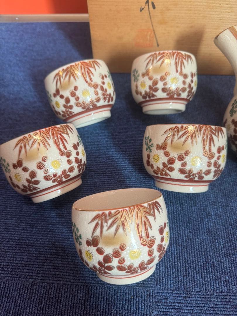 1767 九谷焼　茶器セット　急須1客　湯呑5客　未使用