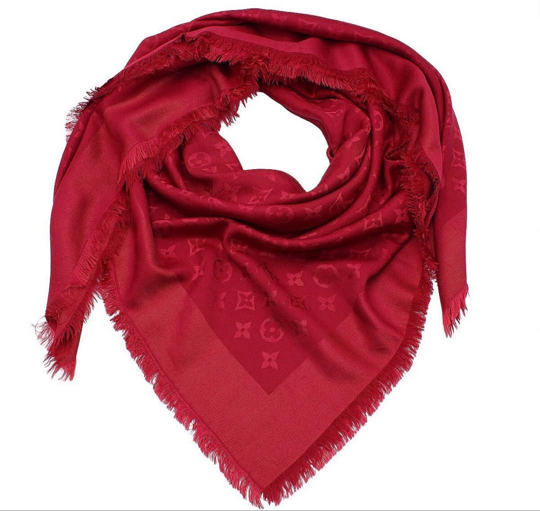 R2619 ルイヴィトン モノグラム ウール×シルク ストール 大判スカーフ