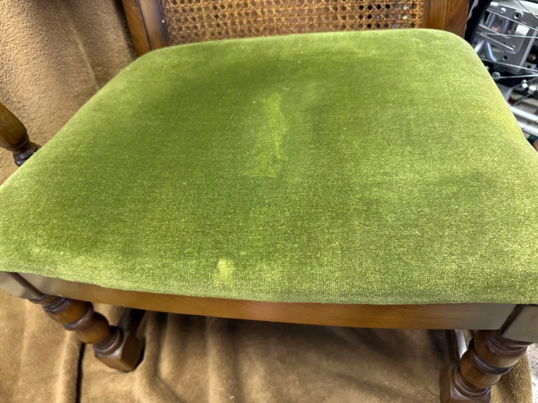 A1 オールドカリモク コロニアル チェア モケットグリーン karimoku