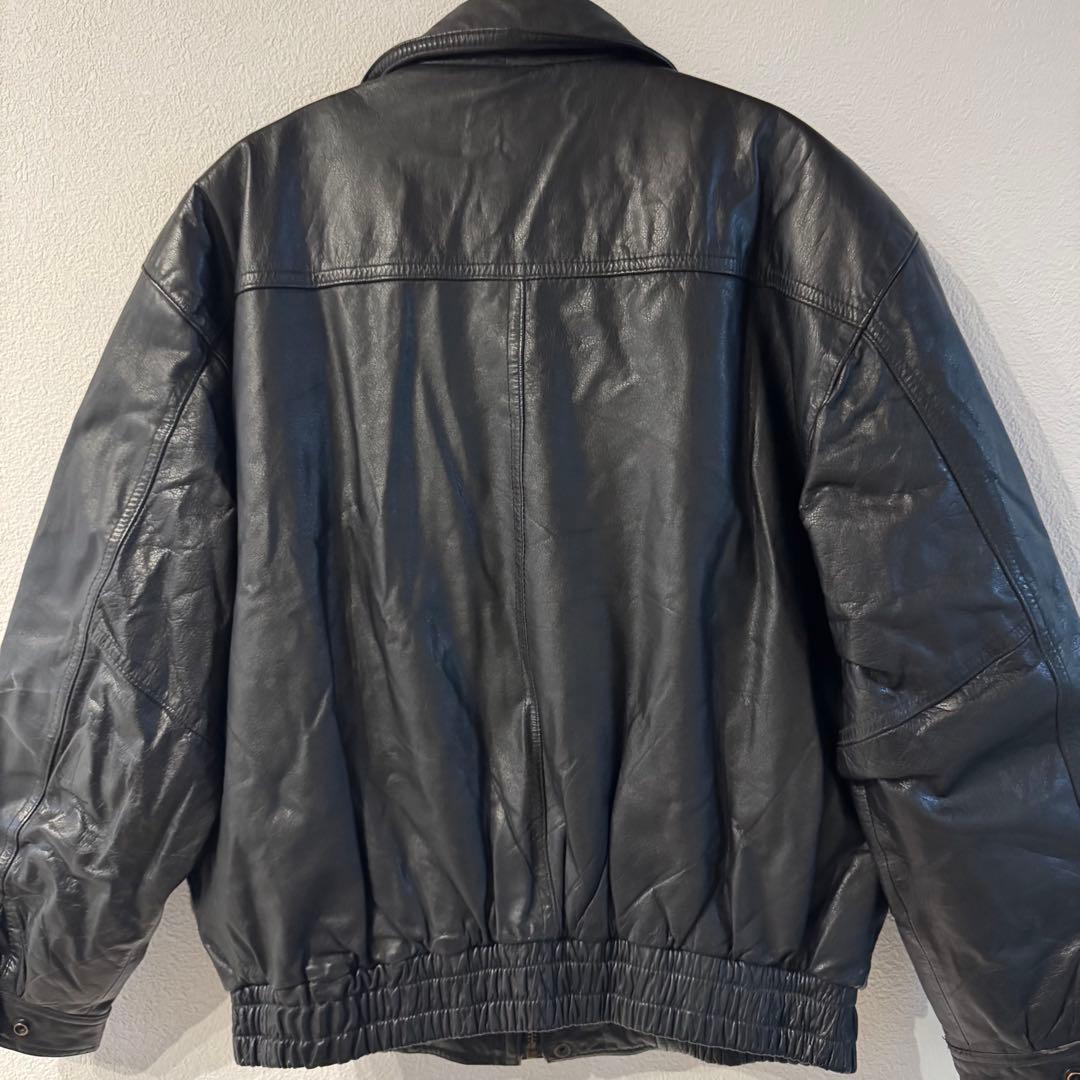 牛革　90s 本革レザー　ライダースジャケット　バイカー　ビンテージ　ブラック