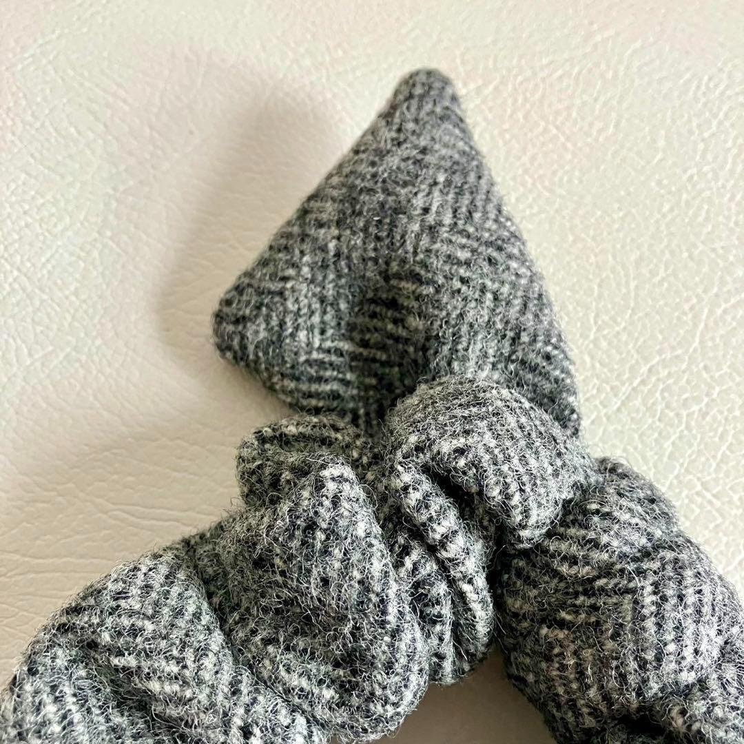 miumiu ミュウミュウ シェブロン ウール リボンシュシュ グレー