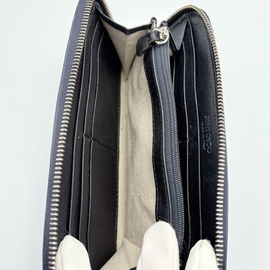 美品✨️ ジミーチュウ スター エンボス ラウンドファスナー 長財布 ネイビー