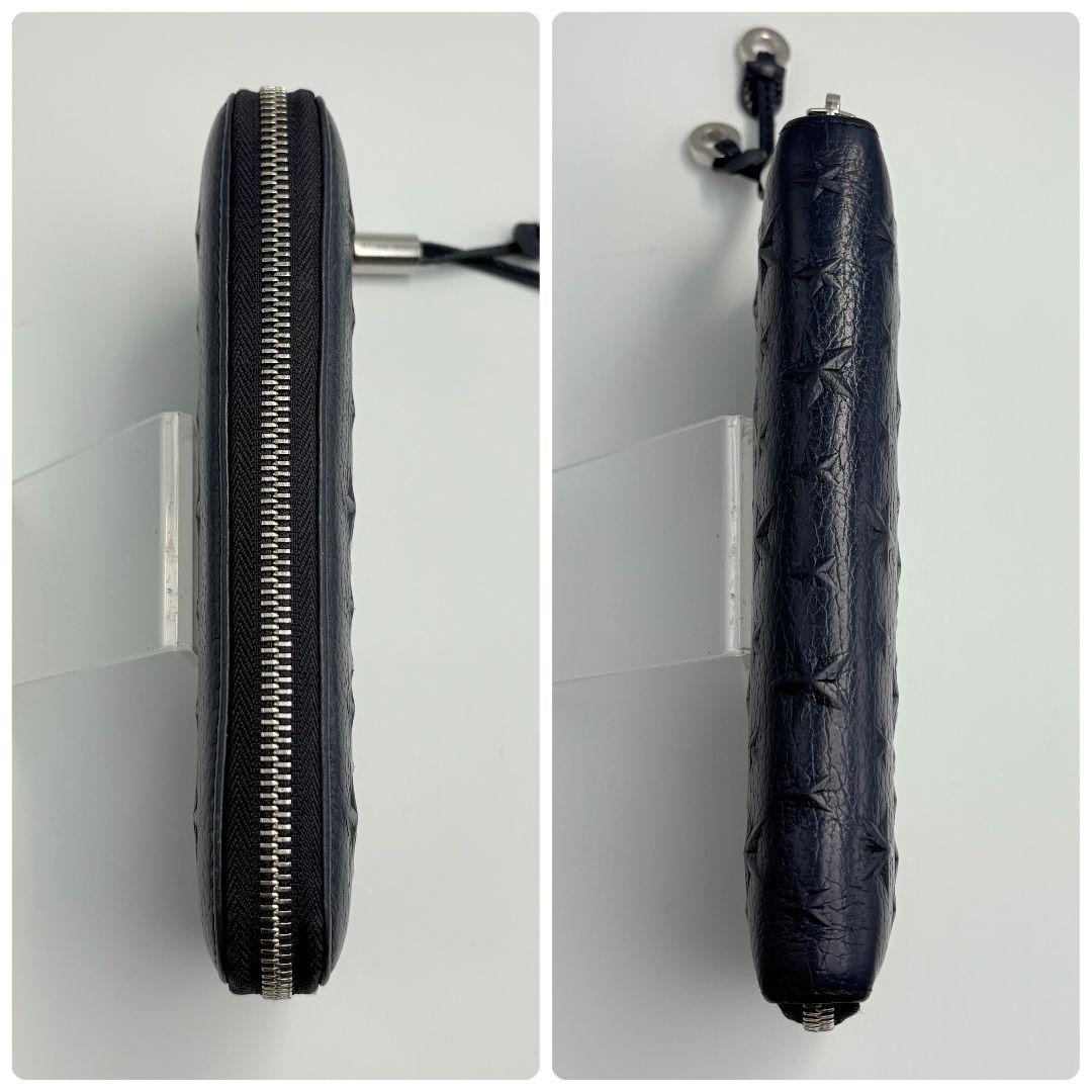 美品✨️ ジミーチュウ スター エンボス ラウンドファスナー 長財布 ネイビー