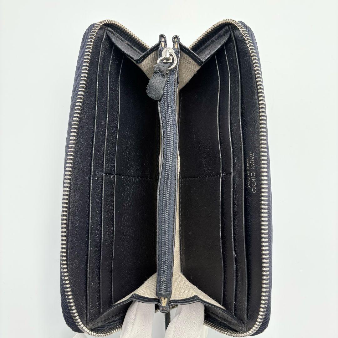 美品✨️ ジミーチュウ スター エンボス ラウンドファスナー 長財布 ネイビー