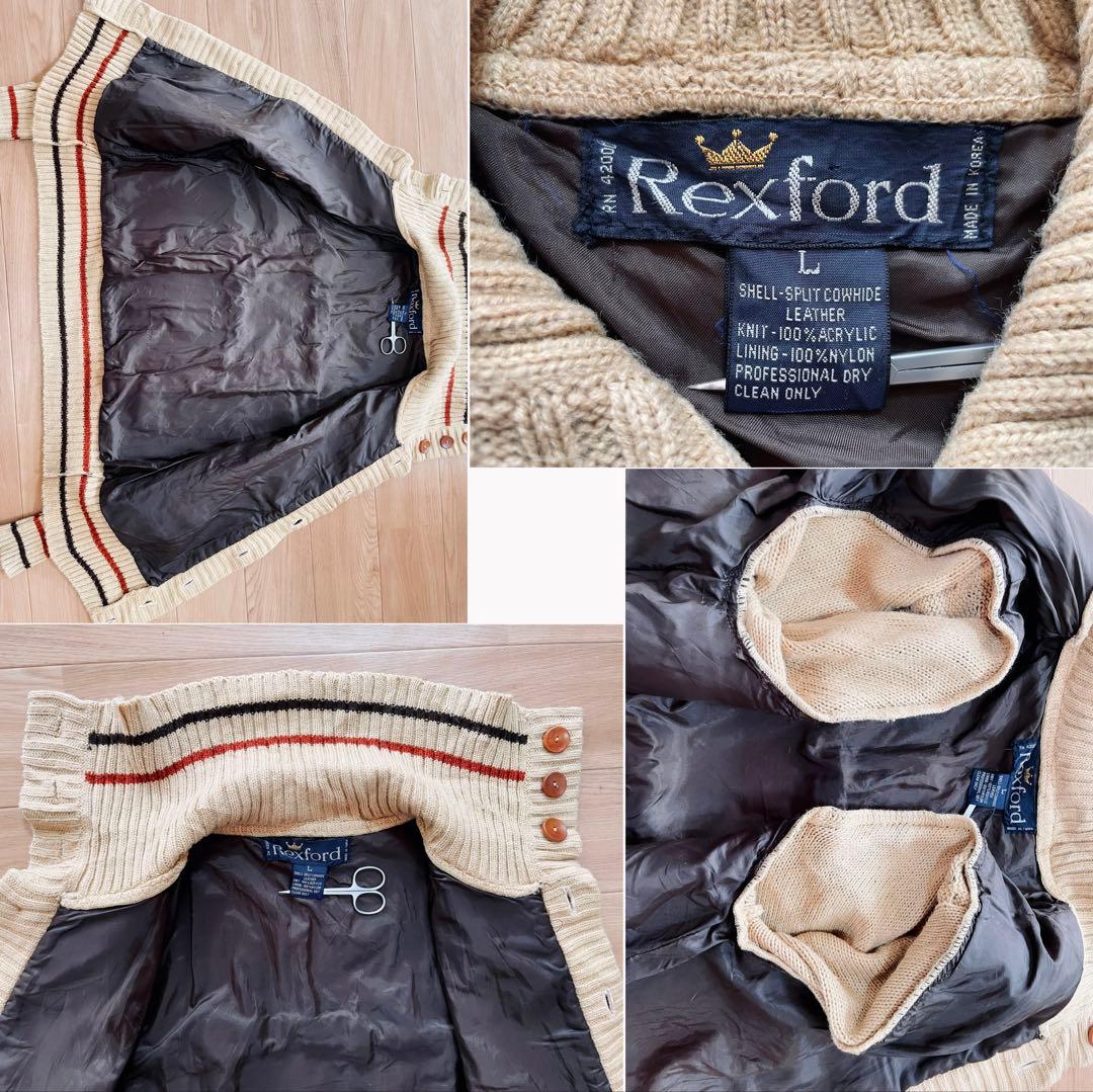 Euro vintage レザー切り替えニットジャケット スエードジャケット L