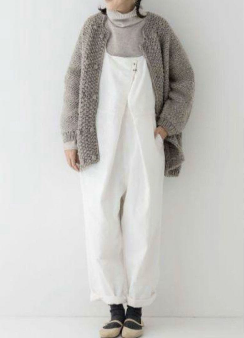 nest Robe デニムフロントホックサロペット　ホワイト