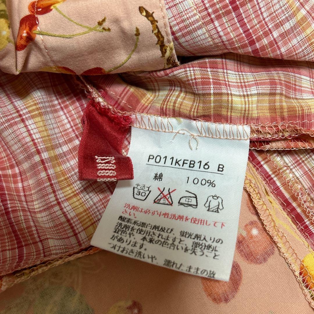 ピンクハウス　希少　パッチワーク　フード付きブラウス　チェリー　ピコフリルＰ11