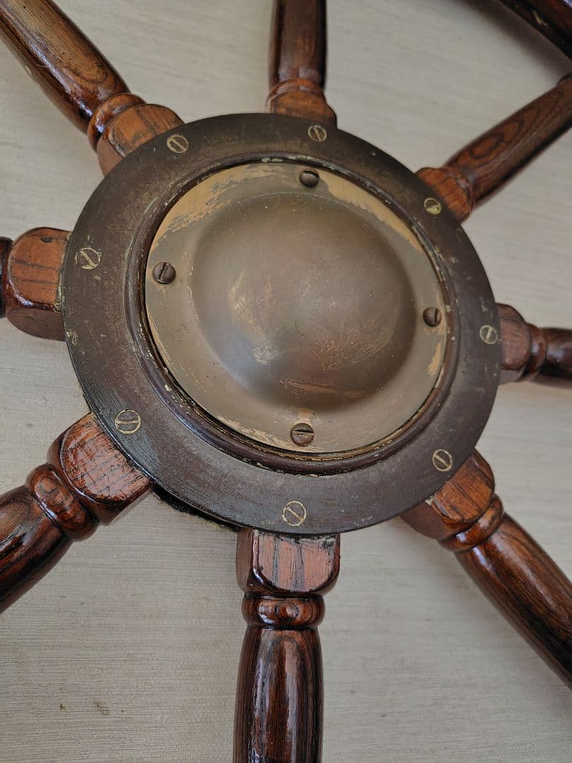 【送料込】 木製 大型舵輪 クラシック インテリア