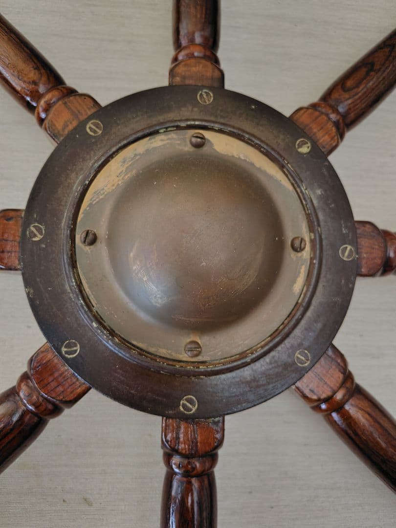 【送料込】 木製 大型舵輪 クラシック インテリア