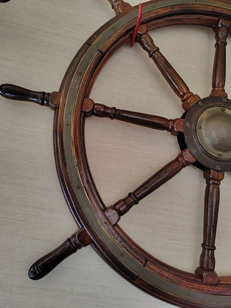 【送料込】 木製 大型舵輪 クラシック インテリア