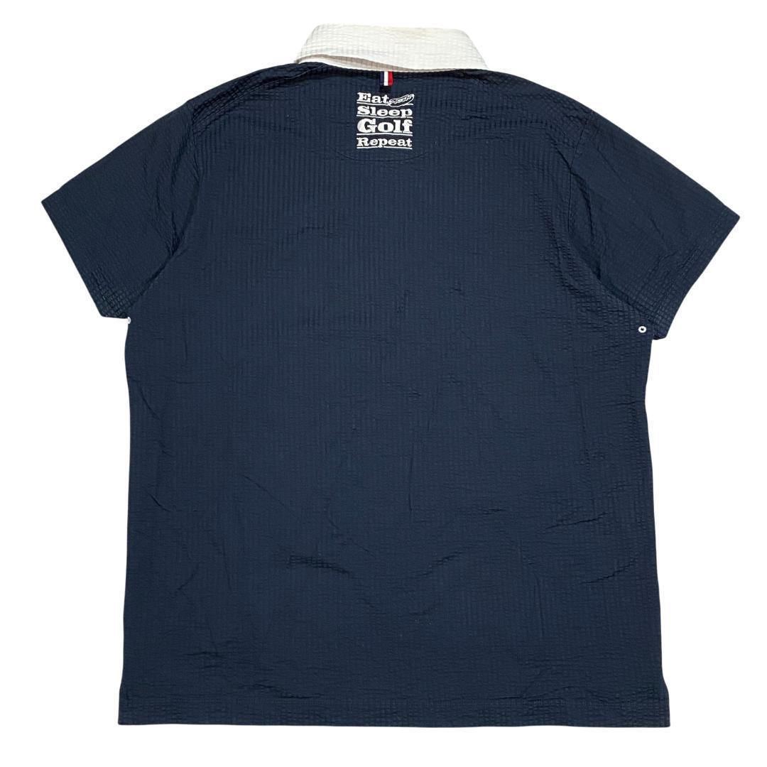 クチブエゴルフ×TMTクラシック 半袖 ストレッチ ポロシャツ ネイビー メンズ