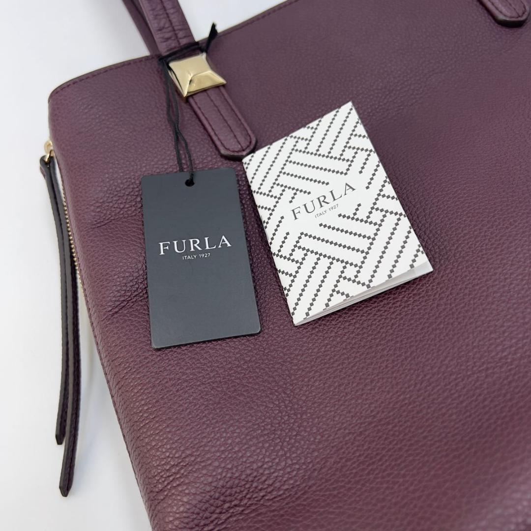 専用品 FURLA トートバッグ パープル ボルドー レザー A4可 未使用級