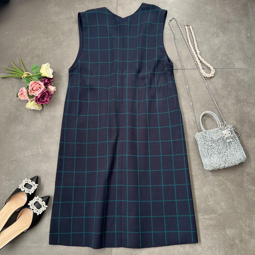 新品未使用タグ付き✨ファミリアコーデにも♡組曲　ワンピース　チェック　ネイビー⑤