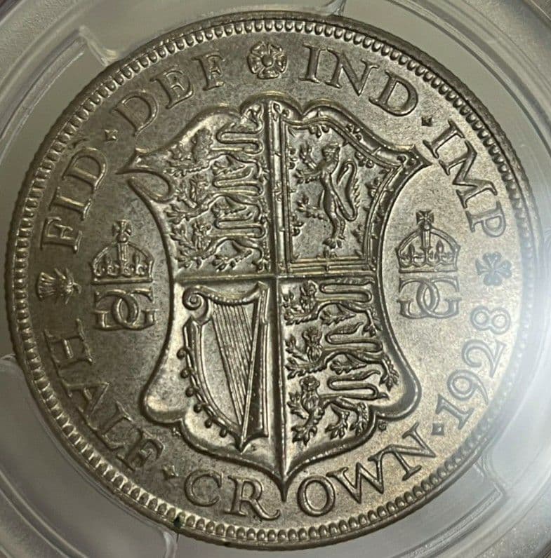 イギリス ジョージ5世 ハーフクラウン 銀 古銭 MS64 銀貨 