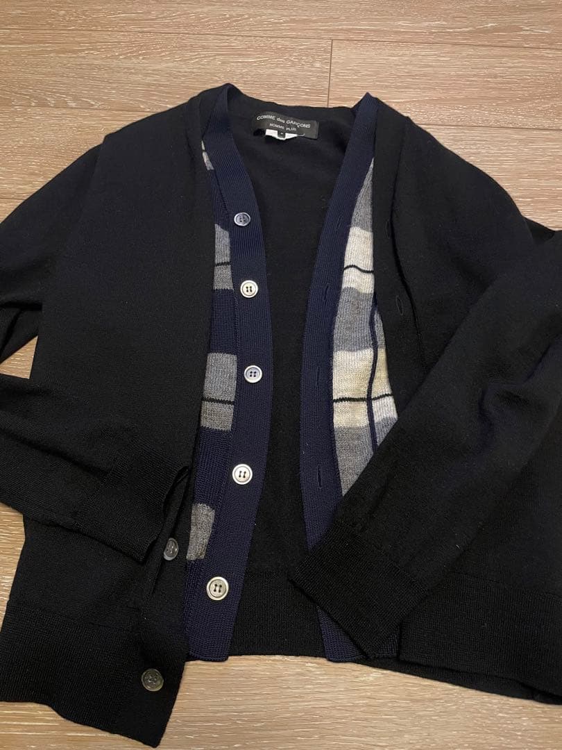 チェックレイヤード　カーディガン