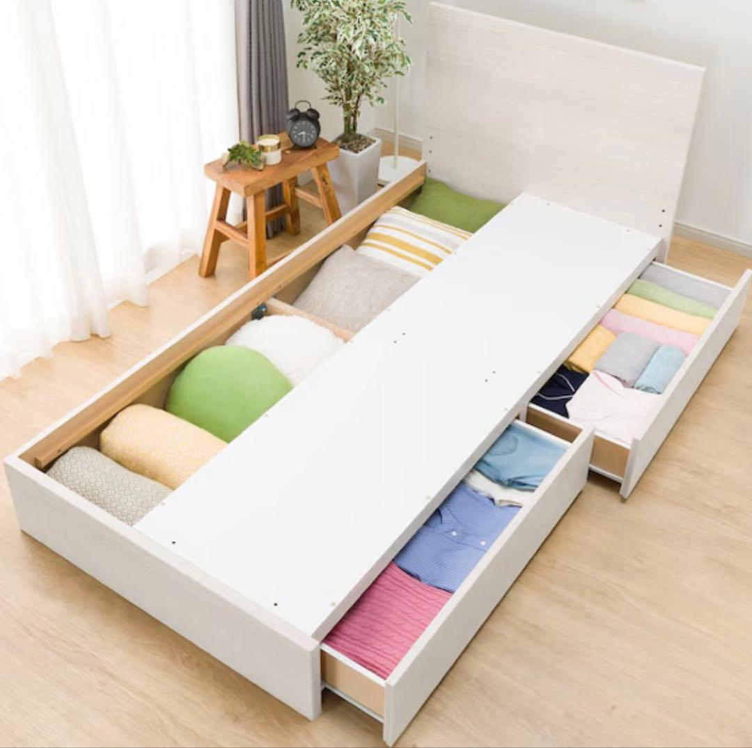 【美品】シングルベッドフレーム(NS-001 深型/WH)