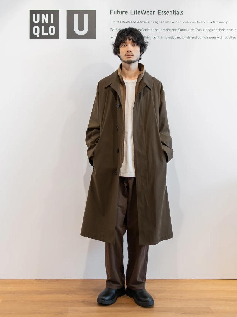 ユニクロU 2025冬 オーバーサイズステンカラーコート ブラウン ユニクロユー