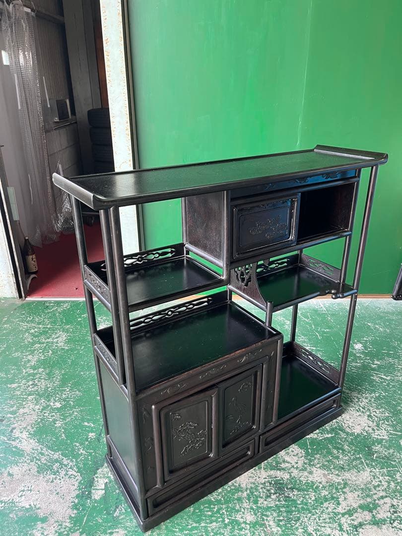 dmz6447＊違い棚 飾り棚 茶箪笥 インテリア 昭和レトロ 難あり