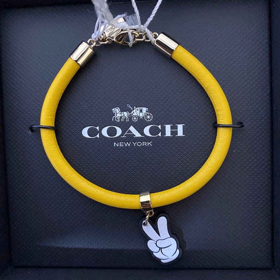 【限定コラボ】訳あり新品 COACH×DISNEY レザーブレスレット 箱付