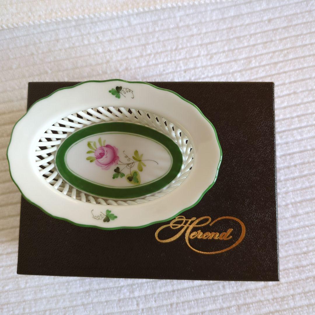 【新品】ヘレンド　ウイーンのバラ　バスケットワークトレー