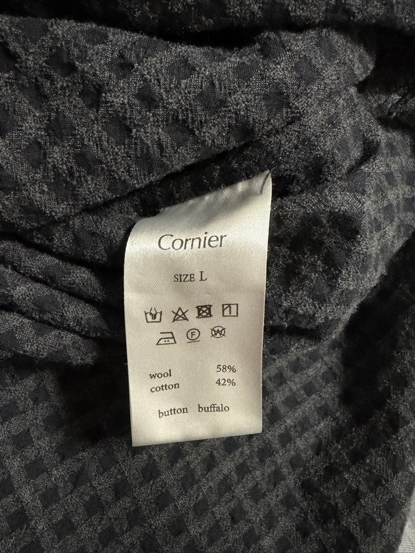 Cornier コルニエ ウールコットンチェックシャツ ブラック Lサイズ