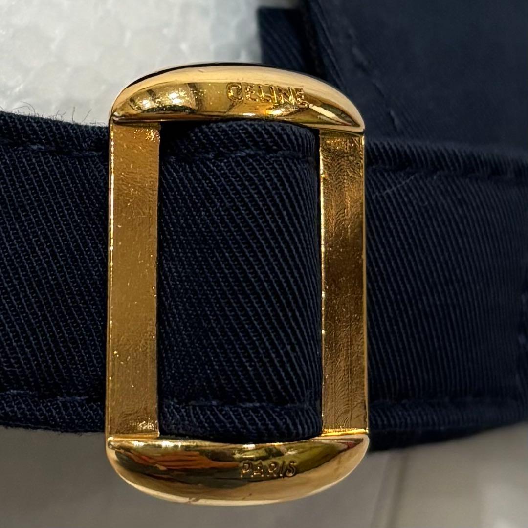 美品 CELINE セリーヌ ベースボール ロゴ キャップ ネイビー L